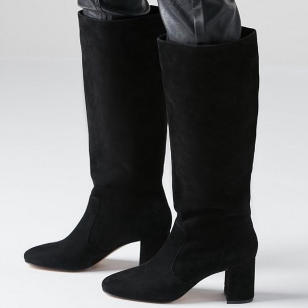 NEW Urban Outfitters Black Suede Clara Knee High Boot 6